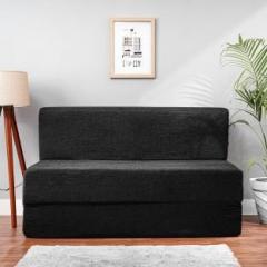 Solis Primus comfort for all 4X6 size Sofa cum Bed for 2 Person 2 Seater Moshi Fabric Washable Cover Black Double Sofa Bed
