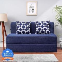 Solis Primus comfort for all 4X6 size Sofa cum Bed for 2 Person 2 Seater Moshi Fabric Washable Cover with 2 Cushion Blue. 2 Seater Double Foam Fold Out Sofa Cum Bed
