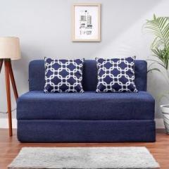 Solis Primus comfort for all 4X6 size Sofa cum Bed for 2 Person 2 Seater Moshi Fabric Washable Cover with 2 Cushion Blue. Single Sofa Bed