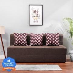 Solis Primus comfort for all 5X6 size for 3 Person Jute Fabric Washable Cover 3 Seater Double Foam Fold Out Sofa Cum Bed