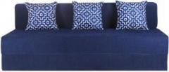 Solis Primus comfort for all 5x6 size Sofa cum Bed for 3 Person 3 Seater Moshi Fabric Washable Cover with 3 Cushions Blue Double Sofa Bed