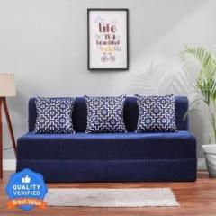 Solis Primus comfort for all Sofa cum Bed for 3 Person 3 Seater Chenille Fabric Washable Cover with 3 Cushion Blue 3 Seater Double Fold Out Sofa Bed