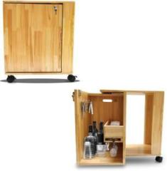 Solvd in box Barnest Wooden Rotate Design Mini Bar for Living Room with Wine Glass Rack Solid Wood Bar Cabinet