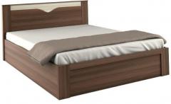 Spacewood Crescent Queen Size Bed with Box Storage in Dark Acasia Finish