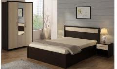 Spacewood Kosmo Marina Queen Bed with Box Storage in Natural Wenge & Saw Cut Oak Colour