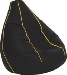 Spacex XXXL Classic Black with Yellow Piping Teardrop Bean Bag With Bean Filling