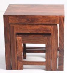 Srs Furniture Solid Wood Stool Set of 3 Pieces / Wooden Nesting Table Solid Wood End Table