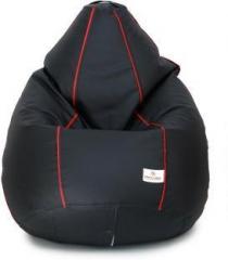 Star XXXL Black With Red Piping Teardrop Bean Bag With Bean Filling