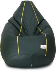 Star XXXL Dark Green with Yellow Piping Teardrop Bean Bag With Bean Filling