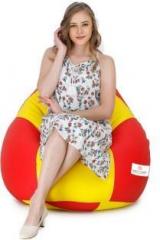 Star XXXL Red and Yellow Check Design Teardrop Bean Bag With Bean Filling