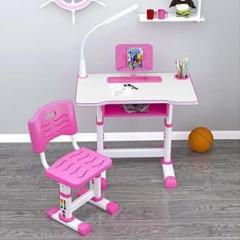 Staranddaisy K80 Plastic Kids Study Table Finish with Book Holder LEDLight Desk Chair Metal Desk Chair