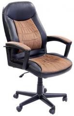Stellar Spine High Back Executive Leatherette & Fabric Chair in Black & Brown Colour