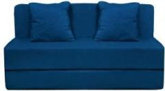 Style Crome 6x6 Feet Three Seater Sofa Cum Bed With Two Cushion With Filler Blue Color Single Sofa Bed