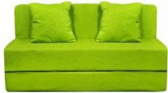 Style Crome One Seater Sofa Cum Bed Washable Cover With Two Cushion Green Color 3X6 Feet Single Sofa Bed