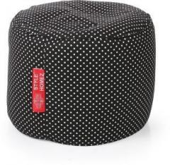 Style Homez Large Round Cotton Canvas Polka Dots Printed Ottoman L Sizewith Beans Bean Bag Footstool With Bean Filling