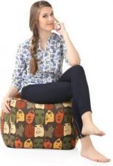 Style Homez Large Square Cotton Canvas Abstract Printed Ottoman Bean Bag Footstool With Bean Filling