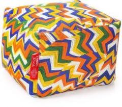 Style Homez Large Square Cotton Canvas Geometric Printed Ottoman L Size with Beans Bean Bag Footstool With Bean Filling