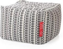 Style Homez Large Square Cotton Canvas Polka Dots Printed Ottoman L Size with Beans Bean Bag Footstool With Bean Filling