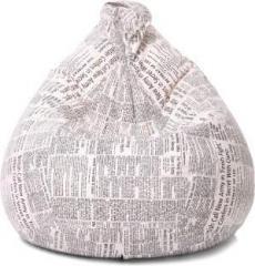 Style Homez XL Classic Cotton Canvas Newspaper Printed XL Size with Beans Teardrop Bean Bag With Bean Filling
