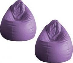 Style Homez XL Classic XL Bean Bag Cover Set of 2 Purple Color, Premium Leatherette Standard Bean Bag With Bean Filling