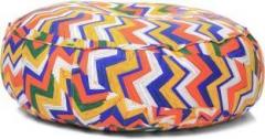 Style Homez XL Cotton Canvas Geometric Printed Round Floor Cushion XL Size with Beans Bean Bag With Bean Filling