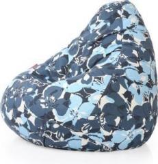 Style Homez XXL Classic Cotton Canvas Floral Printed XXL Size with Beans Teardrop Bean Bag With Bean Filling
