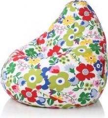 Style Homez XXL Classic Cotton Canvas Floral Printed XXL Sizewith Beans Teardrop Bean Bag With Bean Filling