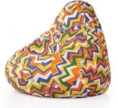 Style Homez XXL Classic Cotton Canvas Geometric Printed XXL Sizewith Beans Teardrop Bean Bag With Bean Filling