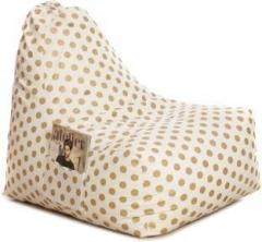 Style Homez XXL Hackey Cotton Canvas Polka Dots Printed XXL Size With Beans Bean Bag Chair With Bean Filling