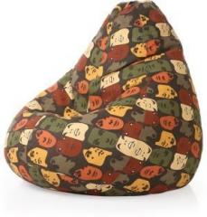 Style Homez XXXL Classic Cotton Canvas Abstract Printed Bean Bag XXXL Size with Bean Refill Fillers Bean Bag With Bean Filling