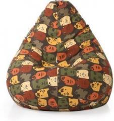 Style Homez XXXL Classic Cotton Canvas Abstract Printed Refill Fillers Teardrop Bean Bag With Bean Filling