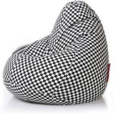 Style Homez XXXL Classic Cotton Canvas Checkered Printed Bean Bag XXXL Size with Bean Refill Fillers Bean Bag With Bean Filling