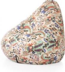 Style Homez XXXL Classic Cotton Canvas Floral Printed Bean Bag XXXL Size with Bean Refill Fillers Bean Bag With Bean Filling