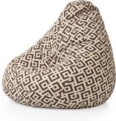 Style Homez XXXL Classic Cotton Canvas Geometric Printed Bean Bag XXXL Size with Bean Refill Fillers Bean Bag With Bean Filling