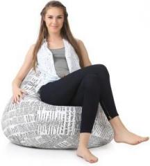 Style Homez XXXL Classic Cotton Canvas Newspaper Printed Refill Fillers Teardrop Bean Bag With Bean Filling