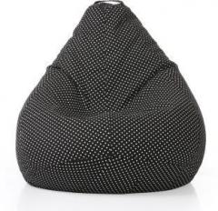 Style Homez XXXL Classic Cotton Canvas Polka Dots Printed Refill Fillers Teardrop Bean Bag With Bean Filling