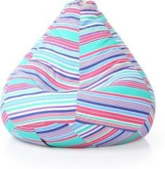 Style Homez XXXL Classic Cotton Canvas Stripes Printed Refill Fillers Teardrop Bean Bag With Bean Filling