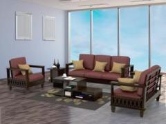 Suncrown Furniture Solid Sheesham Wood Sofa Sets Fabric 3 + 2 + 1 Sofa Set