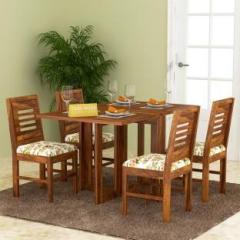 Taskwood Furniture Solid Sheesham Wood 4 Seater Foldable Dining Table With 4 Chairs For Dining Room Solid Wood 4 Seater Dining Set