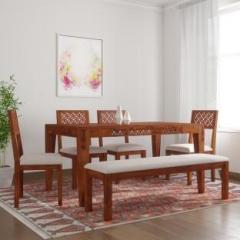 The Attic Jasmine Upholstered Sheesham Solid Wood 6 Seater Dining Set