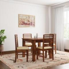 The Attic Morocco Upholstered Sheesham Solid Wood 4 Seater Dining Set