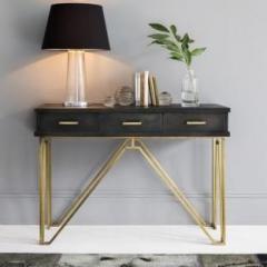 The Home Dekor 3 Drawer Console Table Engineered Wood Metal Frame for Living Room Engineered Wood Console Table