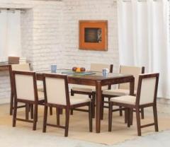 The Jaipur Living Edit Glass Solid Wood 6 Seater Dining Set