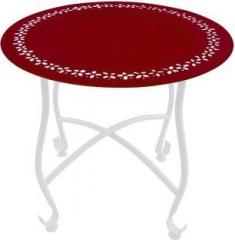 The Yellow Door Round Morrocan Table with Red Top Metal Side Table