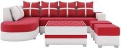 Torque Fabric 3 + 2 + 1 + 1 Red Sofa Set