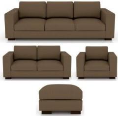 Torque Mendoza 6 Seater Sofa Set for Living Room with Ottoman Fabric 3 + 2 + 1 Brown Sofa Set