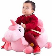Toyhub Unicorn Shape Soft Plush Cushion Baby Sofa Seat or Rocking Chair for Kids 45 cm Pink Fabric Sofa