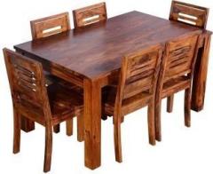 True Furniture Sheesham Wood 6 Seater Dining Table Set with Chairs for Living Room Solid Wood 6 Seater Dining Set