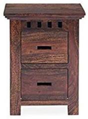 True Furniture Sheesham Wood Bedside End Table with Drawers for Living Room Solid Wood Bedside Table