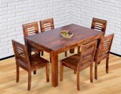 True Furniture Sheesham Wooden Dining Table Set with 6 Chairs for Home Solid Wood 6 Seater Dining Set